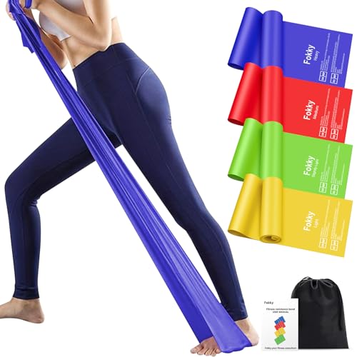 4er-Set Fitnessbänder Resistance Bands 2m Lang Gymnastikband, Fitnessband Widerstandsbänder in 3 Stärke, Fitnessbänder Gummiband Sport für Crossfit, Muskelaufbau, Yoga, Pilates für Männer und Frauen