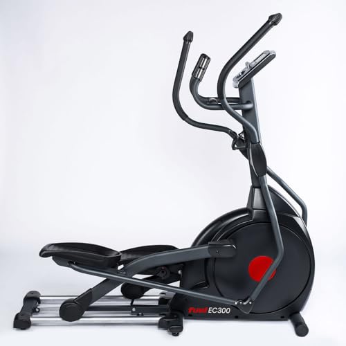 FUEL Fitness EC300 Crosstrainer, klappbarer Ellipsentrainer für zuhause, 20kg Schwungmasse für natürliche, gelenkschonende Bewegung, 45cm Schrittlänge, LCD-Computer mit 14 Programmen und App-Anbindung