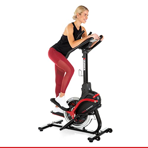 HAMMER Cross Stepper, Mix aus Crosstrainer- und Stepper-Workout, Tablet- und Smartphonehalterung, Fitness-Apps, max. Gewichtsbelastung 130 kg, 108 x 50 x 154 cm