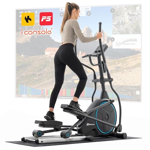 Hop-Sport Crosstrainer HS-160CF Stage mit 12 Trainingsprogrammen, Crosstrainer für Zuhause mit Transportrollen + Unterlegmatte