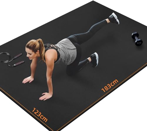 innhom Bodenschutzmatte Fitnessgeräte Fitness 183cmx123cmx0.7cm Sportmatte Fitnessmatte Rutschfest, Hochstrapazierfähige Unterlegmatte Schutzmatte für Heimtrainer Laufbänder