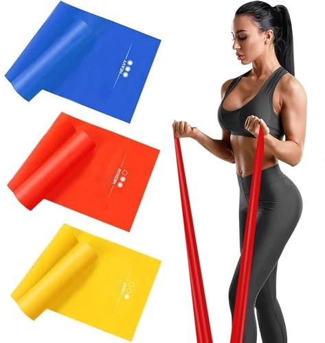 Fitnessband 3er-Set 2m lang Fitnessbänder Widerstandsbänder in 3 Stärke, Gymnastikband Resistance Band Trainingsband für Crossfit, Muskelaufbau, Yoga, Pilates für Männer und Frauen