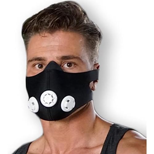 Matchu Sports | Trainingsmaske | Erhöhungsmaske | Sportmaske | Trainings mask | Lernen, mit weniger Sauerstoff auszukommen | Inklusive 3 Luftfilter | Fitnesstraining | Schwarz |