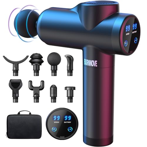 BURNNOVE Massagepistole Massage Gun für Nacken Schulter Tiefen Massagegerät mit 99 Geschwindigkeiten 8 Massageköpfen Elektrisches Handmassagegerät 2550 mAh LED Anzeige Touchscreen