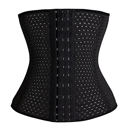 Waist Trainer mit weichen Stahlstäben - Sport Unterbrust Corset - Korsett Damen - Corsage Top - sexy Korsage - Corsett - Taillenmieder - Shaper - Taillenformer (3 Hakenreihen, Schwarz, M)