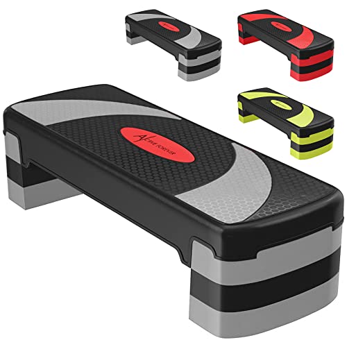 ACTIVE FOREVER Stepper für Übung 3-Stufen, Aerobic Stepper Board und 3 höhenverstellbar 10cm/15cm/20cm, rutschfeste Fitness Stepper Ausrüstung für Übung Workout Home Office, 78×30 cm (Schwarz Grau)