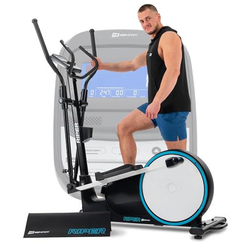 Hop-Sport HS-250C Riper Crosstrainer für zuhause bis 150kg + Unterlegmatte - Ellipsentrainer App Steuerung, 12 Programme, 32 stufiger Magnetwiderstand, Höhenverstellung