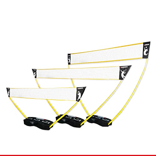 Hammer 3 in 1 Netze-Set - Mobiles Volleyball-, Badminton- und Tennisnetz