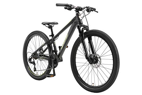 BIKESTAR Hardtail Aluminium Mountainbike Shimano 21 Gang Schaltung, Scheibenbremse 26 Zoll Reifen | 13 Zoll Rahmen Alu MTB | Schwarz Grün