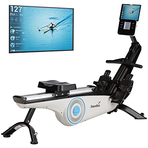 Skandika Rudergerät Freki | Rudergerät für Zuhause in Studio Qualität, 10-stufiger Magnetwiderstand, 8 kg Schwungmassensystem, Kinomap App kompatibel, aufstellbar, bis 200 cm | Fitnessgerät