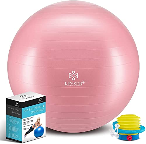 KESSER® Gymnastikball mit Luftpumpe Pumpe - Dicker Yogaball 85cm BPA-Frei | Sitzball Büro Anti-Burst als Fitness Yoga Core Büro-Stuhl als Fitness Kleingeräte, Balance Stuhl Gym-Home-Büro, Rosé Gold