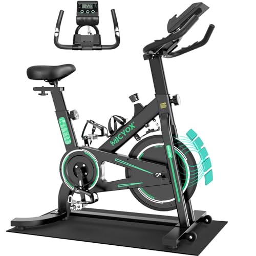 Micyox Ergometer Heimtrainer Fahrrad mit Magnetischem Widerstand Fitnessbikes, MX87 Indoor Bike mit 12kg Schwungrad, LCD Monitor mit Pulsmesser, IPad-Halterung Hometrainer 150 kg Belastbar