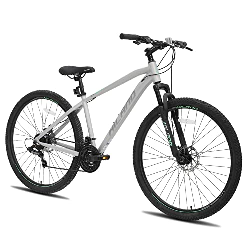 HILAND 29 Zoll Mountainbike Hardtail MTB mit Aluminiumrahmen 21 Gang Shimano Schaltung Scheibenbremse Federgabel Silber Herren Damen 431