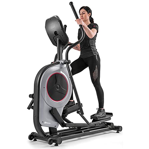 Hop-Sport HS-100C Elliptical Crosstrainer mit Unterlegmatte - Ellipsentrainer mit App-Steuerung, 12 Programmen und HRC-Modus, Profi-Qualität Ergometer max. Benutzergewicht 150kg grau