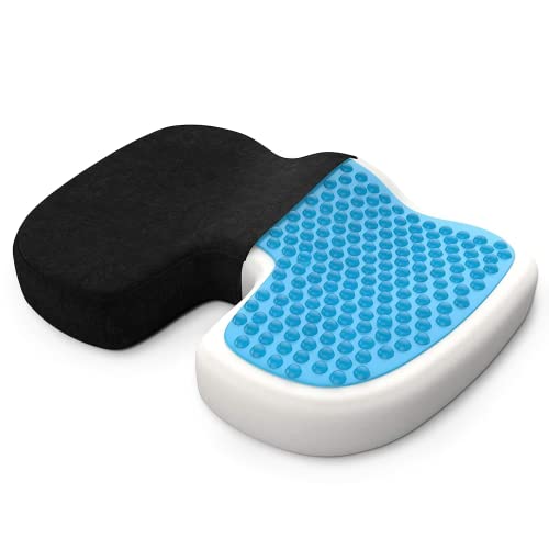 bonmedico Sitzkissen orthopädisch - Memory Foam Gel Steißbeinkissen - Ergonomisches Sitzkissen für Auto & Bürostuhl, Rollstuhlkissen - Wellness Schwarz Velours (Standard)