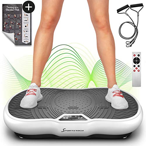 VP200 Vibrierende Plattform mit Bluetooth Oszillations-Technologie, mit Gurten, Dehnbändern, Fernbedienung, Integrierten Lautsprechern; vibrierende Massage-Plattform 