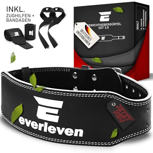 ????????????????????????????????????® Leder Gewichthebergürtel-Set, Gewichthebergürtel für Herren und Damen, Weightlifting Belt, Fitness Gym Gürtel Set, Gewichtheben Bodybuilding Kraftsport Lifting Belt, Größe L/XL