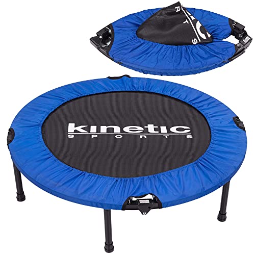 KINETIC SPORTS Fitness Trampolin Ø 96 cm – Jumping Fitness mit Randabdeckung, Indoor Trampolin Faltbar, Minitrampolin mit Sprungtuch, Belastbar bis 100 kg