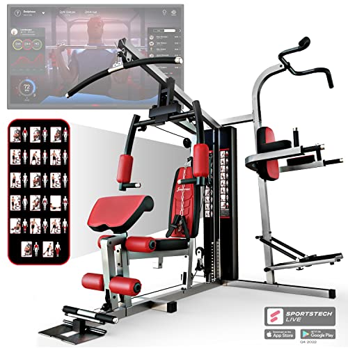 Sportstech Einzigartig Premium Kraftstation HGX100/HGX200 für unzählige Trainingsvarianten Multifunktions-Homegym mit Stepper, Fitnessstation aus Eva Material für Zuhause- Robuste Konstruktion