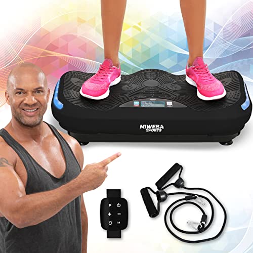 Miweba Sports Fitness 4D Wave Vibrationsplatte MV300 | 3 Jahre Garantie - 800 Watt - Armband Fernbedienung - Bluetooth - Trainingsbänder - Abnehmen - Fettverbrenner - Fitnessgeräte für Zuhause