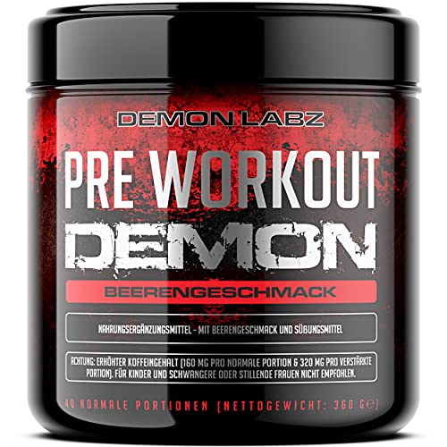 Pre Workout Demon - BEERENGESCHMACK - Pre Workout Booster – Trainingsbooster Pulver mit Kreatin Monohydrat, Beta Alanin, Taurin, Citrullin & Koffein – Made in Germany (360g)