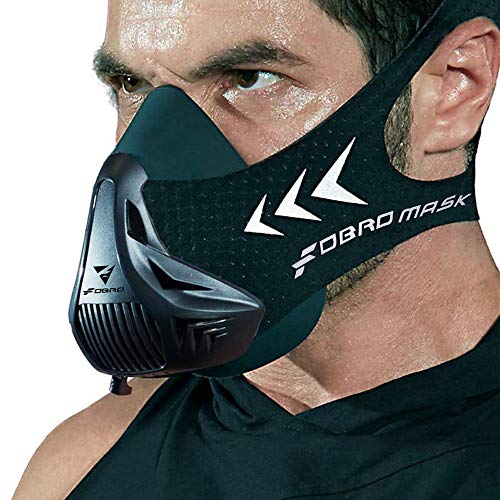 FDBRO Sportmasken für Fitness-Lauftraining Höhen-Gesichtsmaske für Widerstand, Cardio, Ausdauer-Workout-Maske (One-Size, Schwarz)