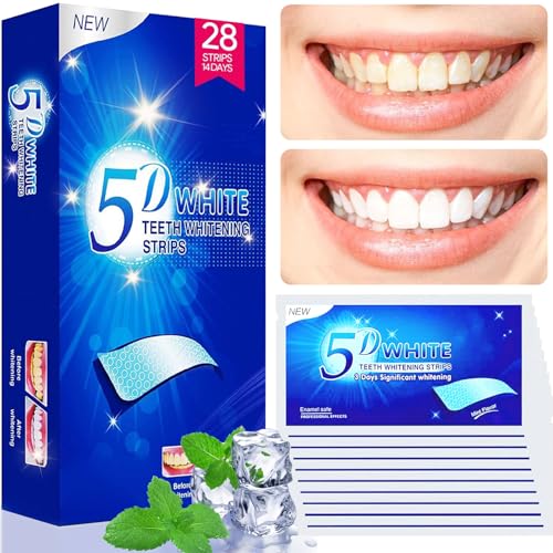 chimoo Whitening Strips,28 Strips Zahnaufhellung Peroxid Frei Teeth Whitening Strips ZäHne Aufhellen Non-Sensitive Formel Bleaching Stripes White Stripes Zähne Sicher für Zahnschmelz mit Minzgeschmack