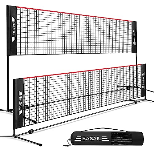 BAGAIL Badmintonnetz, faltbares Nylonnetz, höhenverstellbarer Ständer und Tragetasche, leicht auf- und abbaubar, Ideales Sportnetz für Tennis, Badminton oder Volleyball