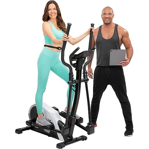 Miweba Sports Profi Crosstrainer MC300 Stepper - Mit App Steuerung - 21 Kg Schwungmasse - Ellipsentrainer - Heimtrainer elektrisch - Pulsgurt - Magnetbremse - Für Zuhause (Weiß Schwarz)