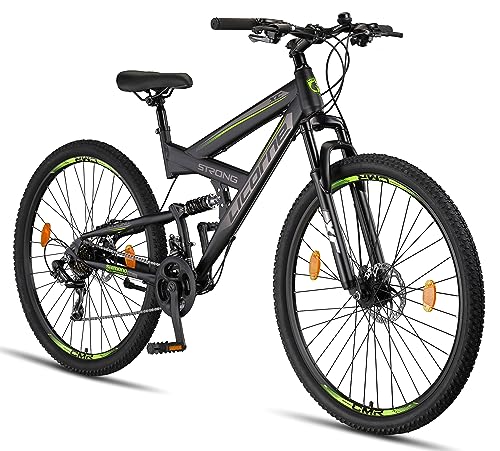 Licorne Bike Strong 2D Premium Mountainbike in 29 Zoll - Fahrrad für Jungen, Mädchen, Damen und Herren - Scheibenbremse vorne und hinten - 21 Gang-Schaltung - Vollfederung
