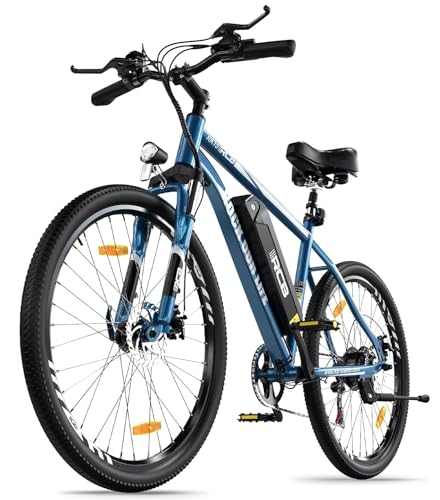 RCB E Bike Erwachsene RK15, Elektrofahrräder 26 Zoll mit 12Ah Lithium-Akku bis zu 90KM Lang Range (Umweltauswirkungen), 250W Motor, 7-Gäng, Elektrofahrrad Stoßdämpfende Vorderradaufhängung