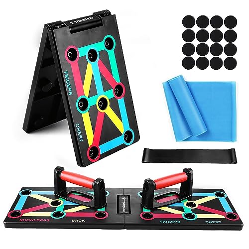 TOMSHOO 12 in 1 Push Up Board mit liegestützgriffe, Faltbare Liegestütze mit Handgriff, Fitness Board Home Training Krafttraining für Practice Shoulder Chest Triceps Trapezius Muscle für Männer Frauen