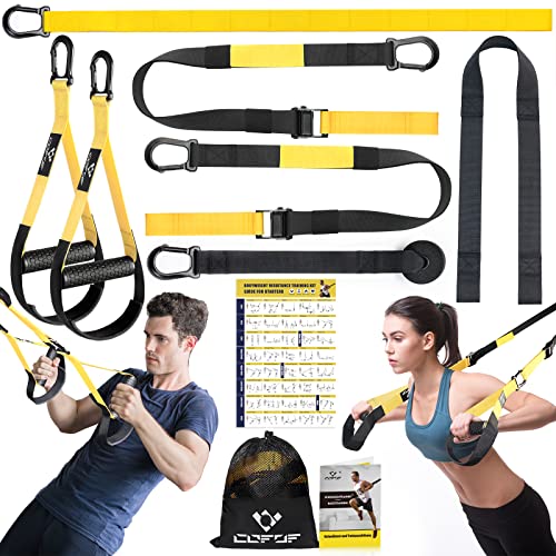 Schlingentrainer, Sling Trainer für EIN Ganzkörpertraining, Schlingentrainer für zuhause mit Großem Griff Türankerbefestigung Tragtasche, Übungsanleitung for Homegym