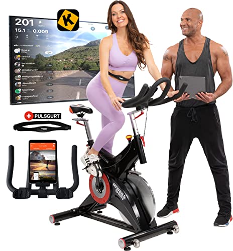 Miweba Sports Profi Indoor Cycling Bike MS500 | 25 Kg Schwungmasse - Traglast 150 Kg - Fitness Heimtrainer Fahrrad - Pulsmessung - Stufenfreie Widerstandsverstellung - Speedbike - Ergometer