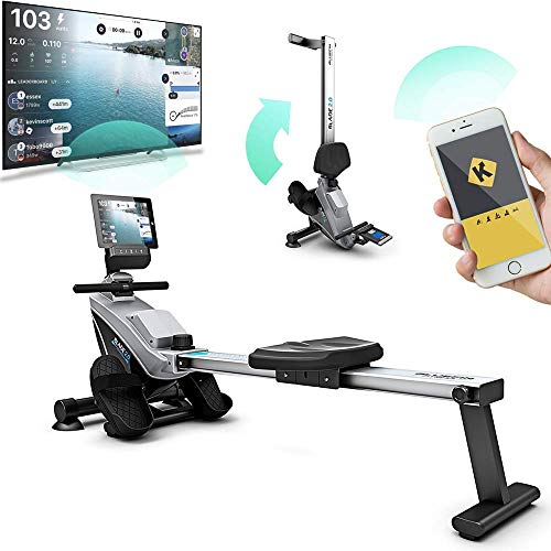 Bluefin Fitness BLADE zusammenklappbares Rudergerät für dein Heim-Gym | Rudergerät mit Magnetwiderstand | Kinomap | Live-Video-Streaming | Video-Coaching & -Training | Digitale LCD-Fitness-Konsole | Smartphone-App