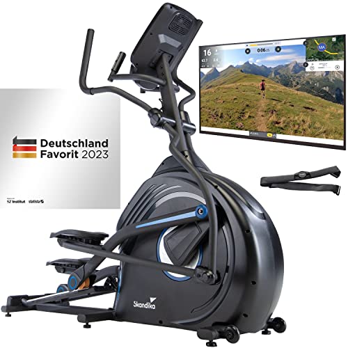 Skandika Crosstrainer CardioCross Conqueror, Premium Ellipsentrainer | 25kg Schwungmasse, App-Kompatibel mit Kinomap, 31 Programme, 32 Stufen, Pulsmessung, Höhenverstellung | max. 150kg