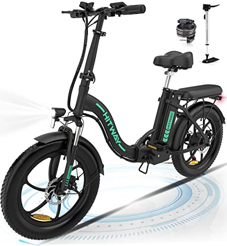 HITWAY E Bike Elektrofahrrad 20" Fat Tire E-Fahrrad klapprad,250W/36V/11,2Ah Akku,Max.Reichweite bis zu 35km, Off-Road Mountainbike mit Shimano 7 Gängen,City EBike Herren Damen