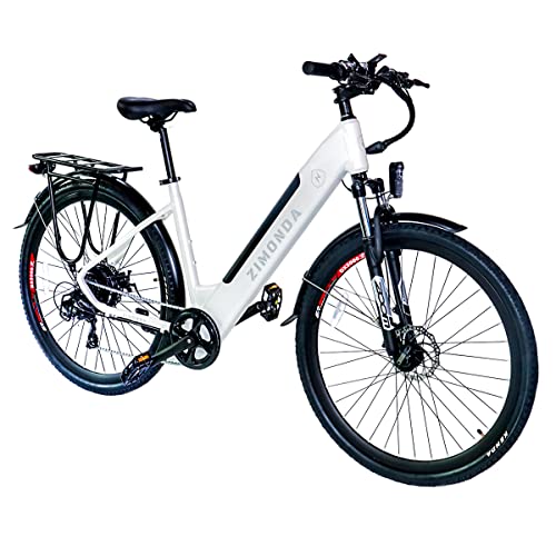 ZIMONDA E-Bike Herrn Damen 250W BAFANG Motor 28 Zoll Elektrofahrräder Große Reichweite 499Wh Akku mit Armaturenbrett Shimano 7 Gänge 25km/h bis zu 100 KM Mountain/City E Bike