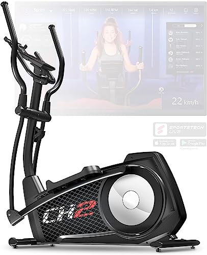 Sportstech CX2 Crosstrainer für Zuhause mit Stromgenerator | Deutsches Qualitätsunternehmen | Interaktive Video-Events & Multiplayer-App | Ergometer & 27 kg Schwungmasse kompatibel mit Pulsgurt