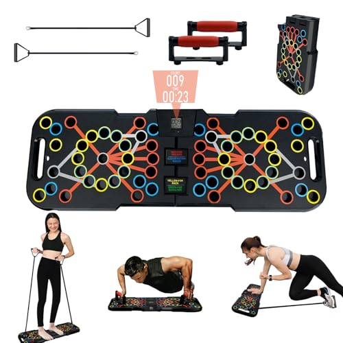 Surplex Faltbare 41-in-1 Push Up Rack Board System mit Handgriff Schlaufen Bändern＆Intelligenter Zähler, Push-Up-Bracket Board Muskeltraining System für Home Fitness Training Gym Übungsständer