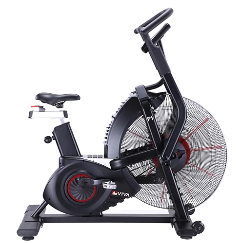 AsVIVA Heimtrainer, Ergometer F1 Air-Bike Pro, Deutsche Qualitätsmarke, Turbinen-Trainer mit Riemenantrieb, Fitnesscomputer mit 7 Trainingsprogrammen, Herzfrequenzmesser, integrierter Pulsempfänger