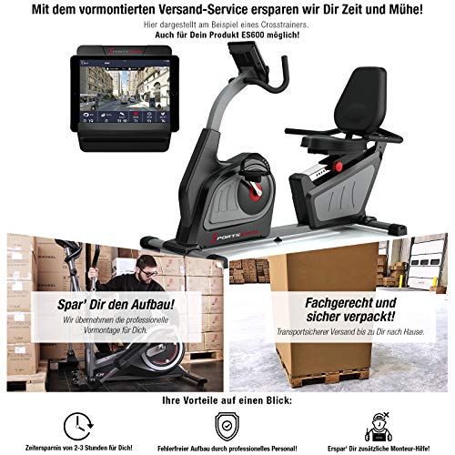 Sportstech ES600 Profi Ergometer inkl. VORMONTAGE | Deutsches Qualitätsunternehmen | Video Events & Multiplayer App | integrierter Stromgenerator & HRC | Liegeergometer ergonomischer Sitzkomfort