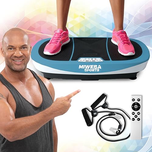 Miweba Sports Fitness 3D Vibrationsplatte MV200 | 3 Jahre Garantie - 400 Watt - 3D Training - Fernbedienung - Bluetooth - Trainingsbänder - Abnehmen - Fettverbrenner - Fitnessgeräte für Zuhause