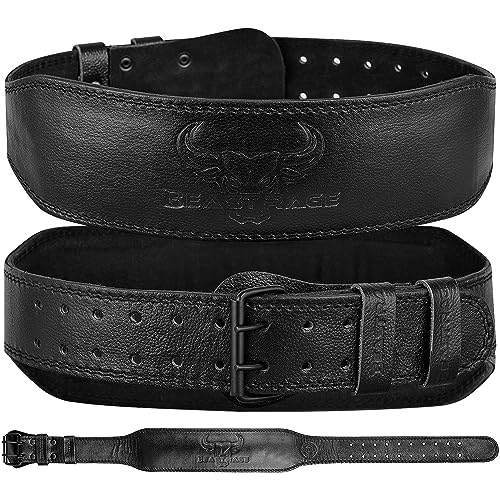 BEAST RAGE Gewichthebergürtel für Damen und Herren, Leder-Fitnessgürtel zum Gewichtheben, 10,2 cm gepolsterte Lendenwirbelstütze, 10 verstellbare Löcher, ideal für Powerlifting, Kreuzheben (XL,