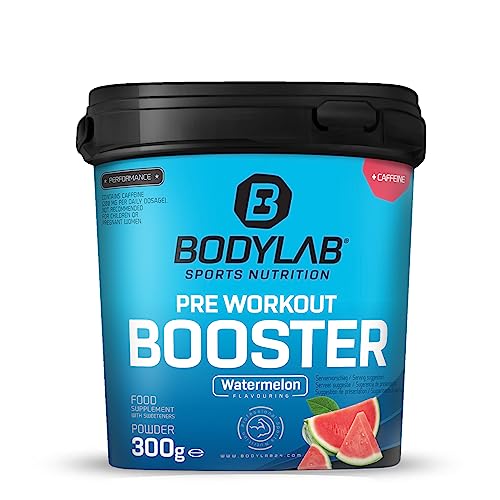 Bodylab24 Pre-Workout Booster Wassermelone 300g, Energy Drink vor dem Training, Booster mit 136mg Koffein, Taurin & Guarana- Extrakt, essenzielle BCAA Aminosäuren und Beta-Alanin, Arginin, Citrullin