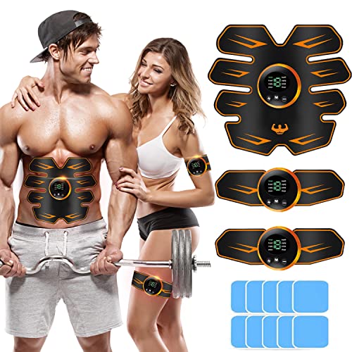 EMS Bauchmuskeltrainer, EMS trainingsgerät bauchmuskeltrainer, Bauchmuskeltrainer,USB Wiederaufladbar Bauchmuskeln Stimulationsgerät 8 Modi & 19 Intensitäten für Bauch