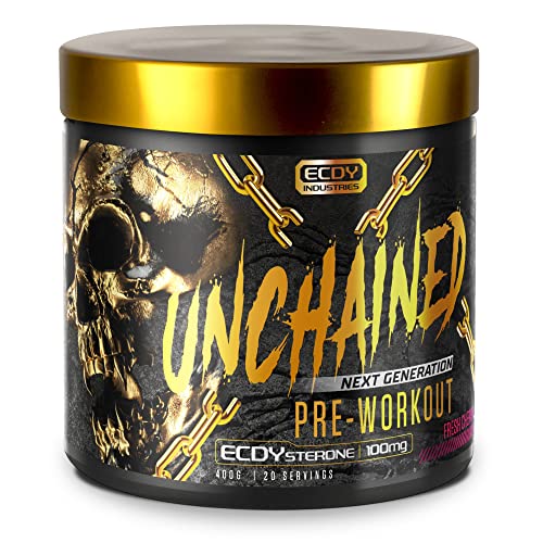 UNCHAINED - Pre Workout Booster mit Ecdysterone/Fresh Cherry / 20 Servings (400 g) mit Koffein/L-Arginin, L-Citrulin-Malat, Beta-Alanin & 14 weitere Wirkstoffe / 100% Fokus, Pump & Energy