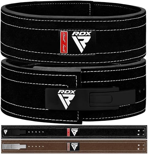 RDX 4” Gewichthebergürtel Hebelschnalle Leder, 10mm Genehmigt IPL USPA, Powerlifiting Trainingsgürtel Krafttraining Fitness Bodybuilding Gürtel, 10 Verstellbar Löcher,Gym Weight Lifting Belt, Herren