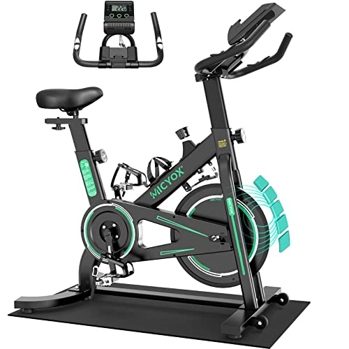 Micyox Ergometer Heimtrainer Fahrrad mit Magnetischem Widerstand Fitnessbikes, MX87 Indoor Bike mit 12kg Schwungrad, LCD Monitor mit Pulsmesser, IPad-Halterung Hometrainer 150 kg Belastbar