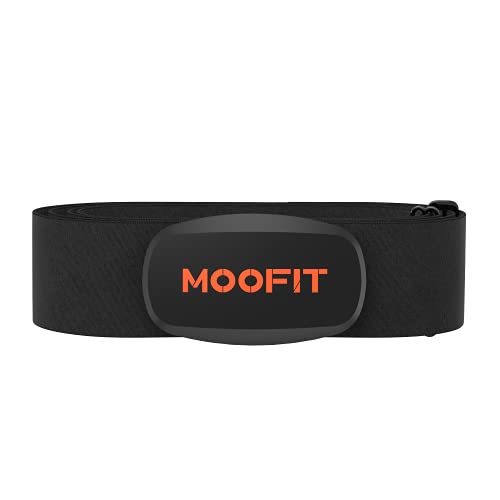moofit ANT+ Bluetooth Herzfrequenzmesser Brustgurt IP67 Wasserdicht Pulsmesser mit Brustgurt Kompatibel mit Wahoo Fitness, Zwift, Peloton, Elite HRV, Rouvy, Endomondo